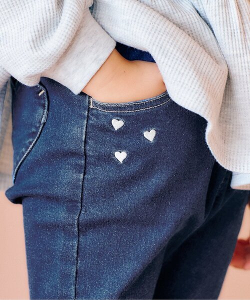 apres les cours（アプレレクール）の「【ストレート】ハート刺繍スリムきゅんパンツ_ジュニア対応（その他パンツ・キッズ・サックスブルー/ベージュ/ネイビー・80/90/100/110/120/130/140）」の22枚目の写真