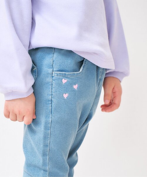 apres les cours（アプレレクール）の「【ストレート】ハート刺繍スリムきゅんパンツ_ジュニア対応（その他パンツ・キッズ・サックスブルー/ベージュ/ネイビー・80/90/100/110/120/130/140）」の19枚目の写真