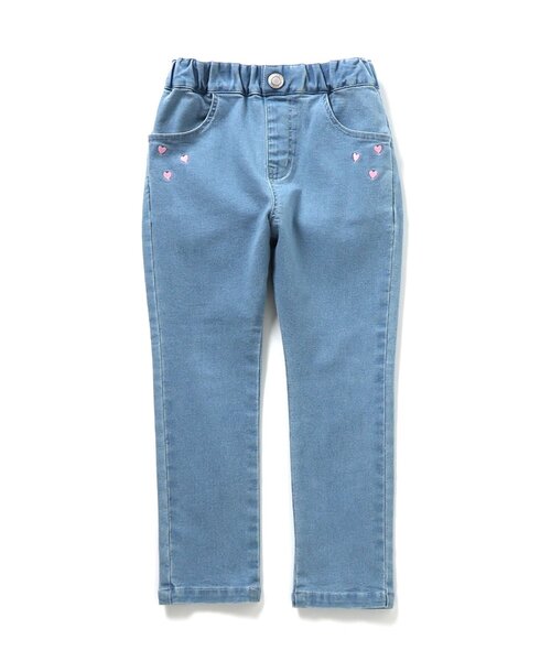 apres les cours（アプレレクール）の「【ストレート】ハート刺繍スリムきゅんパンツ_ジュニア対応（その他パンツ・キッズ・サックスブルー/ベージュ/ネイビー・80/90/100/110/120/130/140）」の10枚目の写真