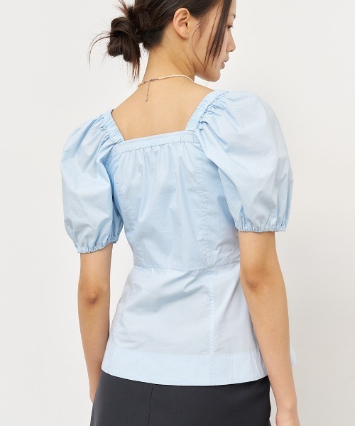 GENERAL IDEA(ジェネラルアイデア)の「GENERAL IDEA/ジェネラルアイディア square neck cotton peplum blouse ブラウス(シャツ/ブラウス・レディース・ブラック/スカイブルー/ホワイト・S/M/L)」の3枚目の写真