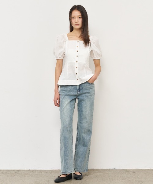 GENERAL IDEA(ジェネラルアイデア)の「GENERAL IDEA/ジェネラルアイディア square neck cotton peplum blouse ブラウス(シャツ/ブラウス・レディース・ブラック/スカイブルー/ホワイト・S/M/L)」の9枚目の写真