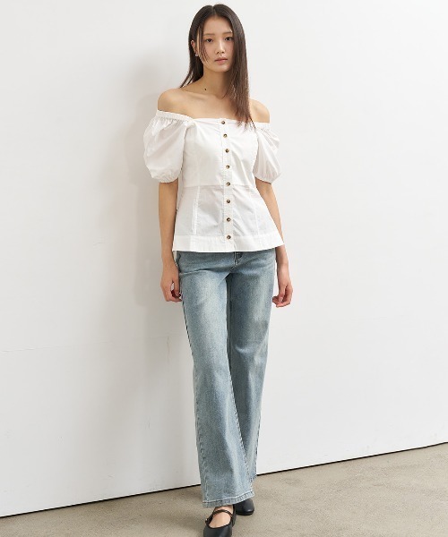 GENERAL IDEA(ジェネラルアイデア)の「GENERAL IDEA/ジェネラルアイディア square neck cotton peplum blouse ブラウス(シャツ/ブラウス・レディース・ブラック/スカイブルー/ホワイト・S/M/L)」の11枚目の写真