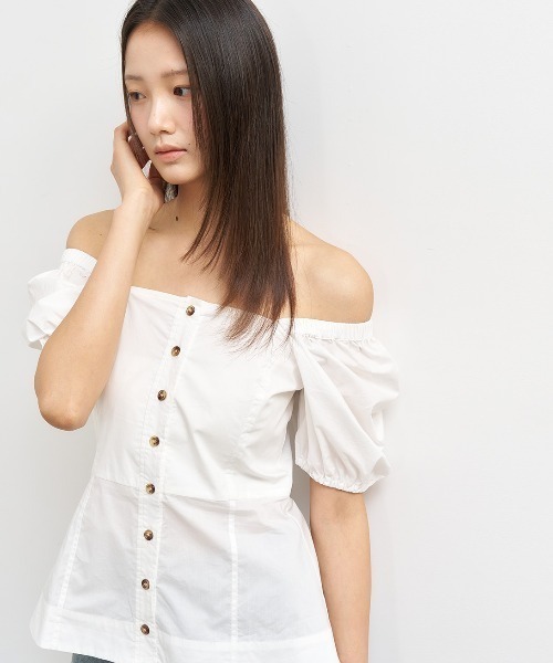 GENERAL IDEA(ジェネラルアイデア)の「GENERAL IDEA/ジェネラルアイディア square neck cotton peplum blouse ブラウス(シャツ/ブラウス・レディース・ブラック/スカイブルー/ホワイト・S/M/L)」の7枚目の写真
