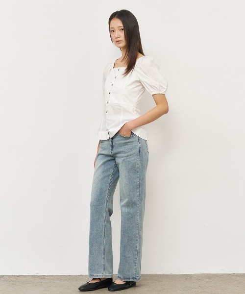 GENERAL IDEA(ジェネラルアイデア)の「GENERAL IDEA/ジェネラルアイディア square neck cotton peplum blouse ブラウス(シャツ/ブラウス・レディース・ブラック/スカイブルー/ホワイト・S/M/L)」の12枚目の写真