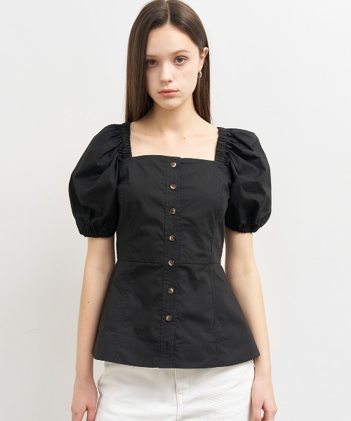 GENERAL IDEA(ジェネラルアイデア)の「GENERAL IDEA/ジェネラルアイディア square neck cotton peplum blouse ブラウス(シャツ/ブラウス・レディース・ブラック/スカイブルー/ホワイト・S/M/L)」の17枚目の写真