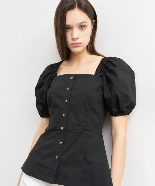 GENERAL IDEA(ジェネラルアイデア)の「GENERAL IDEA/ジェネラルアイディア square neck cotton peplum blouse ブラウス(シャツ/ブラウス・レディース・ブラック/スカイブルー/ホワイト・S/M/L)」の15枚目の写真