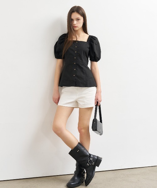 GENERAL IDEA(ジェネラルアイデア)の「GENERAL IDEA/ジェネラルアイディア square neck cotton peplum blouse ブラウス(シャツ/ブラウス・レディース・ブラック/スカイブルー/ホワイト・S/M/L)」の21枚目の写真