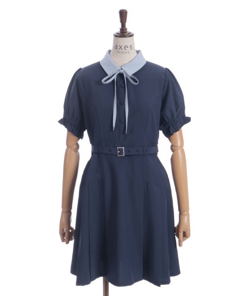 プレッピーライクミニワンピース（ワンピース）｜axes femme