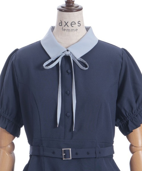 axes femme（アクシーズファム）の「プレッピーライクミニワンピース（ワンピース・レディース・ブラック/グレー/ネイビー・FREE）」の5枚目の写真