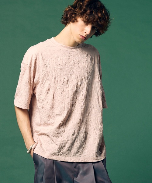 MAISON SPECIAL（メゾンスペシャル）の「《UNISEX》Catch Washer Processing Prime-Over Crew Neck T-Shirt/キャッチワッシャー加工プライムオーバークルーネックTシャツ【MAISON SPECIAL/メゾンスペシャル】（Tシャツ/カットソー・メンズ・ラベンダー/ピンク/ブラック/グレイッシュベージュ・0/1/2）」の4枚目の写真