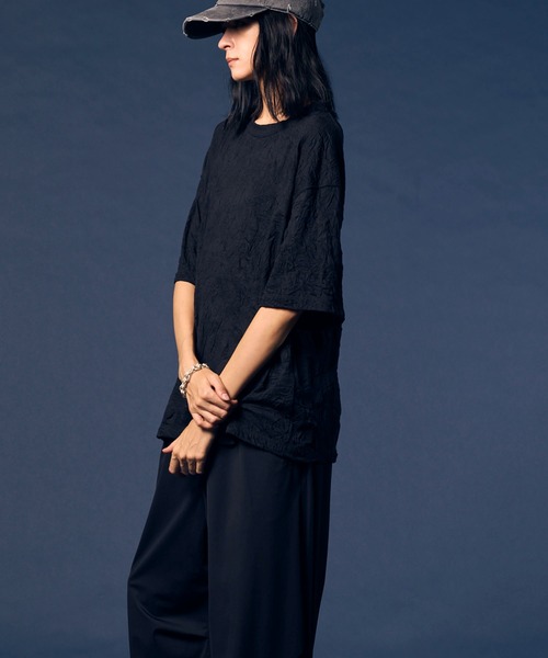 MAISON SPECIAL（メゾンスペシャル）の「《UNISEX》Catch Washer Processing Prime-Over Crew Neck T-Shirt/キャッチワッシャー加工プライムオーバークルーネックTシャツ【MAISON SPECIAL/メゾンスペシャル】（Tシャツ/カットソー・メンズ・ラベンダー/ピンク/ブラック/グレイッシュベージュ・0/1/2）」の21枚目の写真