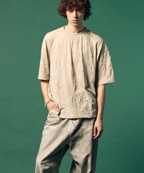 MAISON SPECIAL（メゾンスペシャル）の「《UNISEX》Catch Washer Processing Prime-Over Crew Neck T-Shirt/キャッチワッシャー加工プライムオーバークルーネックTシャツ【MAISON SPECIAL/メゾンスペシャル】（Tシャツ/カットソー・メンズ・ラベンダー/ピンク/ブラック/グレイッシュベージュ・0/1/2）」の19枚目の写真