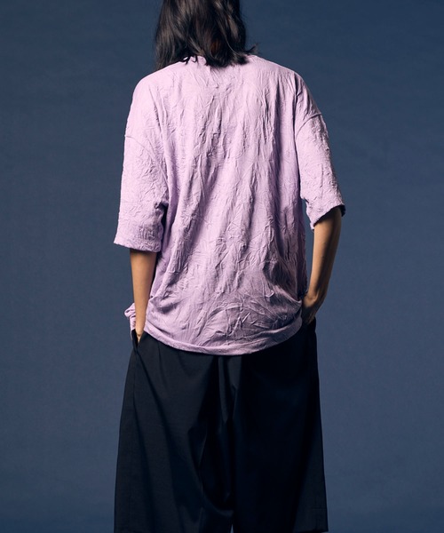 MAISON SPECIAL（メゾンスペシャル）の「《UNISEX》Catch Washer Processing Prime-Over Crew Neck T-Shirt/キャッチワッシャー加工プライムオーバークルーネックTシャツ【MAISON SPECIAL/メゾンスペシャル】（Tシャツ/カットソー・メンズ・ラベンダー/ピンク/ブラック/グレイッシュベージュ・0/1/2）」の14枚目の写真