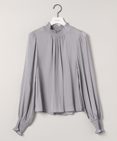 mysty woman（ミスティウーマン）の「シャーリングギャザーブラウス 581481（シャツ/ブラウス・レディース・ブラック/アイボリー/グレイッシュブルー・FREE）」の18枚目の写真
