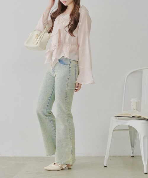 continuer de NICE CLAUP（コンティニューデナイスクラップ）の「【@_chipi2xセレクト】【WEB限定】楊柳シアーラッフルブラウス（シャツ/ブラウス・レディース・アイボリー/ブラック/オフホワイト/ピンク/サックスブルー・FREE）」の15枚目の写真