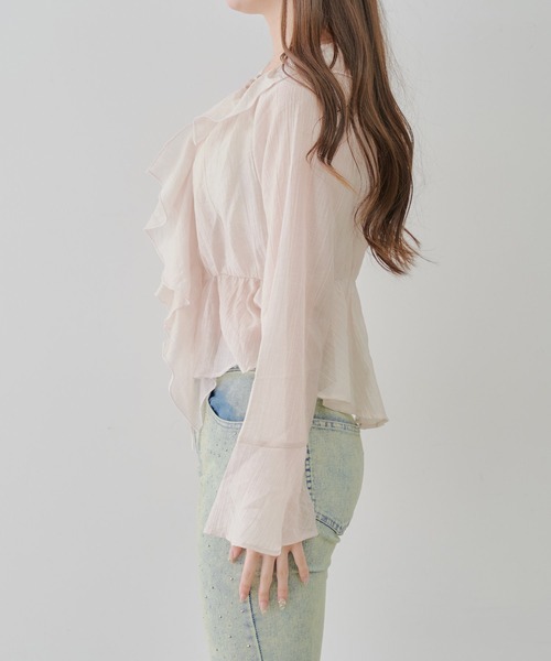 continuer de NICE CLAUP（コンティニューデナイスクラップ）の「【@_chipi2xセレクト】【WEB限定】楊柳シアーラッフルブラウス（シャツ/ブラウス・レディース・アイボリー/ブラック/オフホワイト/ピンク/サックスブルー・FREE）」の18枚目の写真