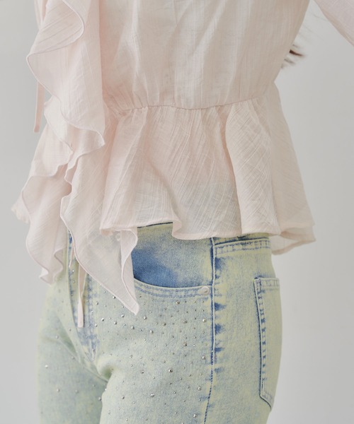 continuer de NICE CLAUP（コンティニューデナイスクラップ）の「【@_chipi2xセレクト】【WEB限定】楊柳シアーラッフルブラウス（シャツ/ブラウス・レディース・アイボリー/ブラック/オフホワイト/ピンク/サックスブルー・FREE）」の22枚目の写真