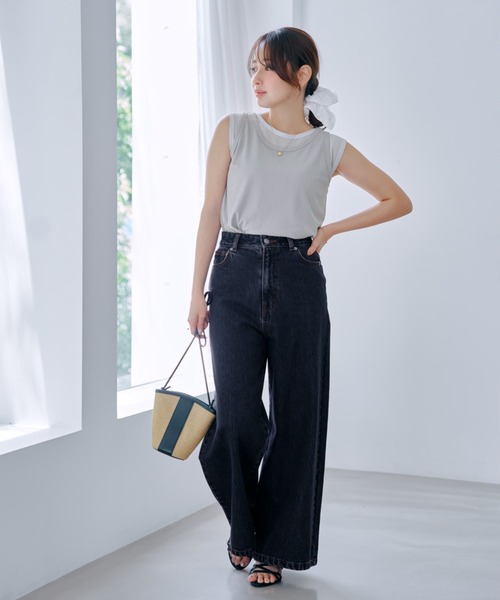 COHINA(コヒナ)の「KUROKI DENIM フレアワイド 【低身長・小柄女性】(デニムパンツ・レディース・ネイビー/ブラック/ブルー・XXXS/XS-Short/S-Short/M-Short/XS-Regular/S-Regular/M-Regular/XXS)」の7枚目の写真