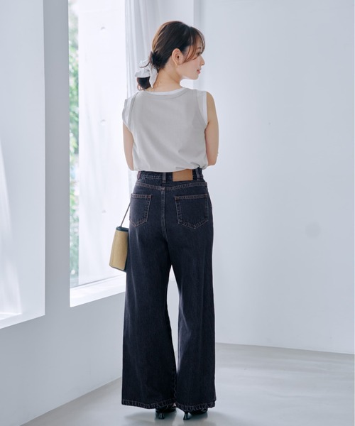 COHINA(コヒナ)の「KUROKI DENIM フレアワイド 【低身長・小柄女性】(デニムパンツ・レディース・ネイビー/ブラック/ブルー・XXXS/XS-Short/S-Short/M-Short/XS-Regular/S-Regular/M-Regular/XXS)」の8枚目の写真