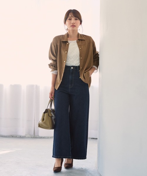 COHINA(コヒナ)の「KUROKI DENIM フレアワイド 【低身長・小柄女性】(デニムパンツ・レディース・ネイビー/ブラック/ブルー・XXXS/XS-Short/S-Short/M-Short/XS-Regular/S-Regular/M-Regular/XXS)」の4枚目の写真