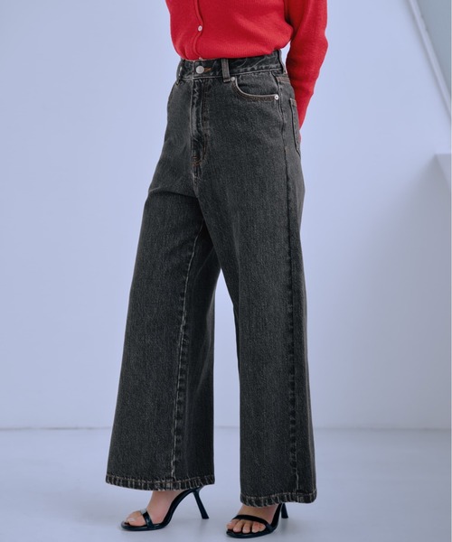 COHINA(コヒナ)の「KUROKI DENIM フレアワイド 【低身長・小柄女性】(デニムパンツ・レディース・ネイビー/ブラック/ブルー・XXXS/XS-Short/S-Short/M-Short/XS-Regular/S-Regular/M-Regular/XXS)」の6枚目の写真