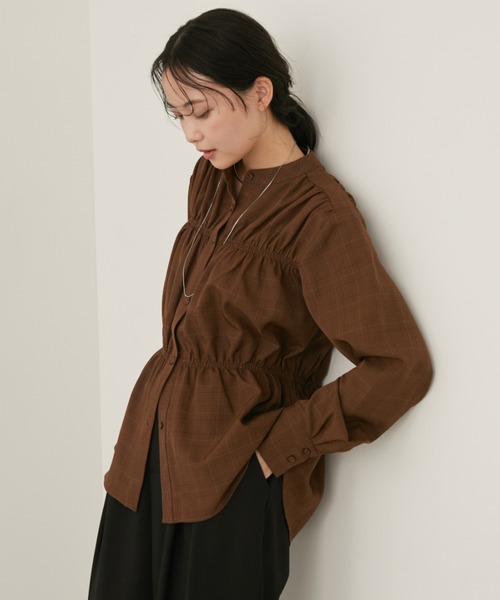 Aunt Marie's(アントマリーズ)の「ブロードシャーリングロングスリーブブラウス/シャツ(シャツ/ブラウス・レディース・ネイビー/ブラウン/グレイッシュベージュ・FREE)」の9枚目の写真