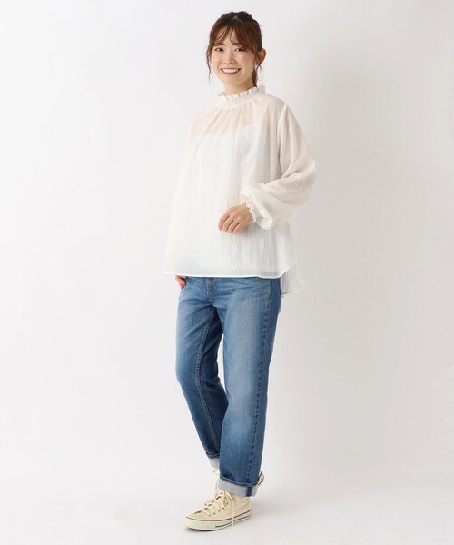 one'sterrace(ワンズテラス)の「リップル シャーリングブラウス(シャツ/ブラウス・レディース・ブルー系その他7/ブラック系8/グレー系4/アイボリー系8・02)」の14枚目の写真