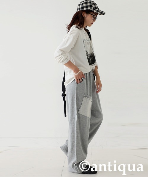 antiqua（アンティカ）の「デザインポケットスウェットパンツ（スウェットパンツ・レディース・ブラック/杢グレー・MEDIUM/LARGE）」の8枚目の写真