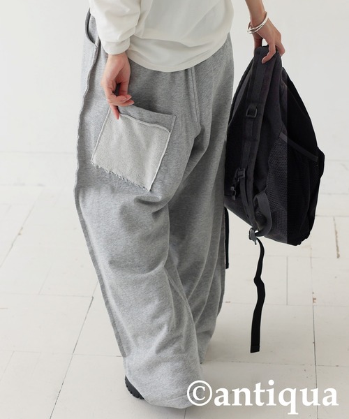 antiqua（アンティカ）の「デザインポケットスウェットパンツ（スウェットパンツ・レディース・ブラック/杢グレー・MEDIUM/LARGE）」の11枚目の写真