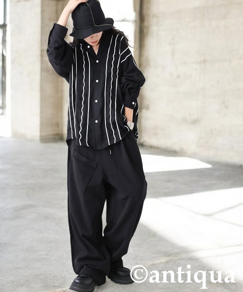 antiqua（アンティカ）の「デザインポケットスウェットパンツ（スウェットパンツ・レディース・ブラック/杢グレー・MEDIUM/LARGE）」の5枚目の写真