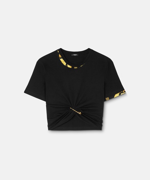 VERSACE（ヴェルサーチ）の「クロップ Tシャツ バロッコ セーフティー ピン（Tシャツ/カットソー・レディース・ブラック・42/40/36/38）」の3枚目の写真