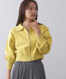 襟付きZIPアップニットカーディガン【洗濯機洗い可/抗ピル】