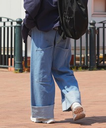 THE CRAFT CREW PRODUCTS | 〈マシンウォッシャブル〉ビッグポケットデザイン ターンバック ワイドストレートデニムパンツ【THE CRAFT CREW PRODUCTS】(デニムパンツ)