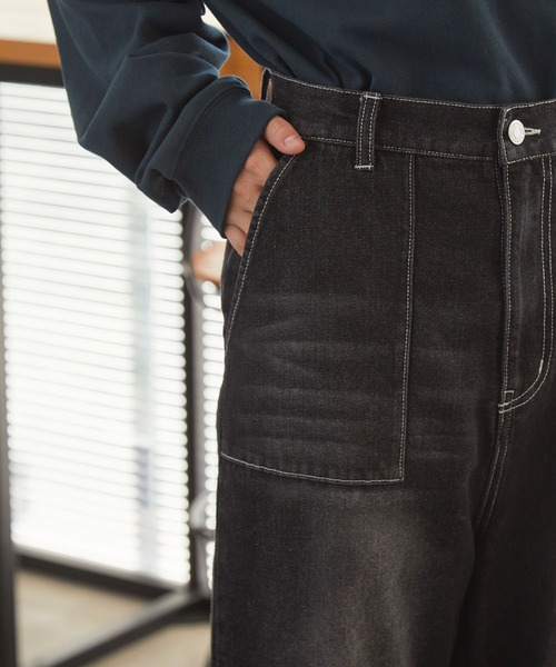 THE CRAFT CREW PRODUCTS（ザクラフトクループロダクツ）の「〈マシンウォッシャブル〉ビッグポケットデザイン ターンバック ワイドストレートデニムパンツ【THE CRAFT CREW PRODUCTS】（デニムパンツ・レディース・ネイビー/ライトブルー/ブラック・M/L）」の20枚目の写真