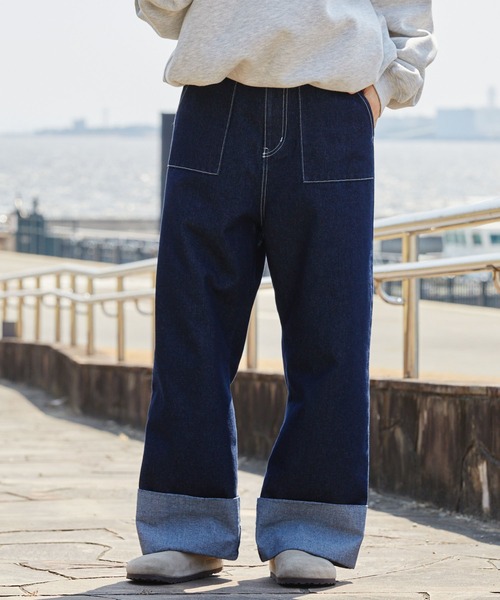 美品　サカイラック　デニム　シャツ　異素材ドッキング バックプリーツ　レース サカイラック 異素材ドッキングバックプリーツデニムシャツ
