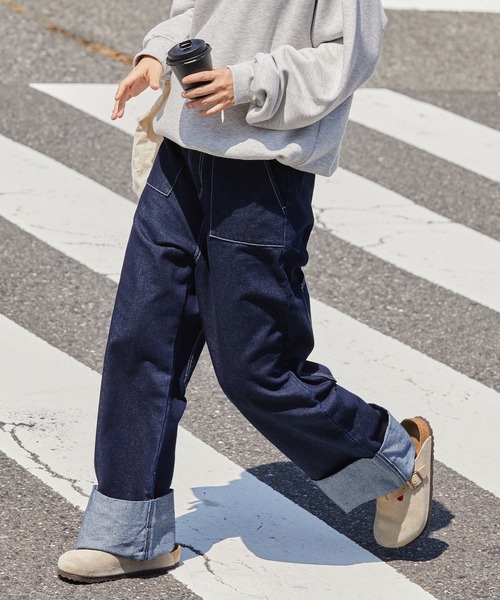 マシンウォッシャブル〉ビッグポケットデザイン ターンバック