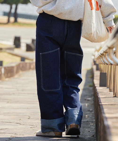 THE CRAFT CREW PRODUCTS（ザクラフトクループロダクツ）の「〈マシンウォッシャブル〉ビッグポケットデザイン ターンバック ワイドストレートデニムパンツ【THE CRAFT CREW PRODUCTS】（デニムパンツ・レディース・ネイビー/ライトブルー/ブラック・M/L）」の12枚目の写真