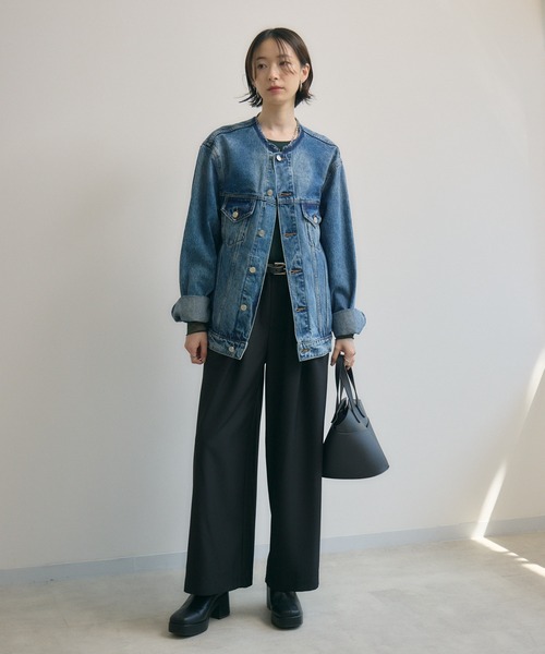 Paradise Picnic（パラダイスピクニック）の「ノーカラーデニムジャケット（デニムジャケット・レディース・ブルー・FREE）」の2枚目の写真