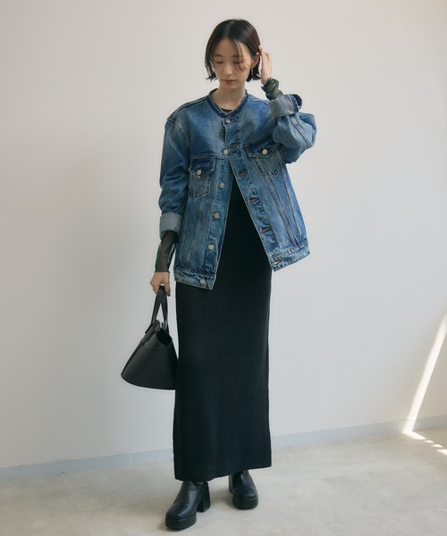 Paradise Picnic（パラダイスピクニック）の「ノーカラーデニムジャケット（デニムジャケット・レディース・ブルー・FREE）」の4枚目の写真