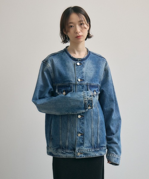 Paradise Picnic（パラダイスピクニック）の「ノーカラーデニムジャケット（デニムジャケット・レディース・ブルー・FREE）」の8枚目の写真