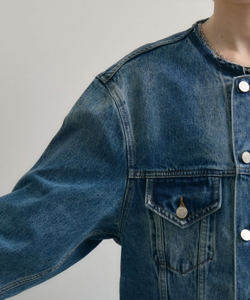 Paradise Picnic（パラダイスピクニック）の「ノーカラーデニムジャケット（デニムジャケット・レディース・ブルー・FREE）」の17枚目の写真