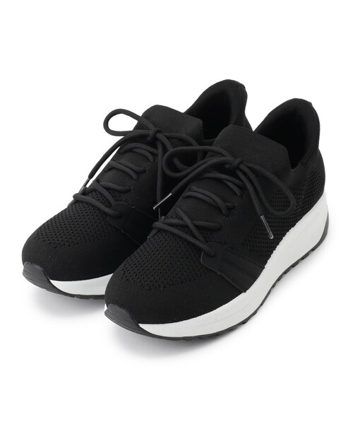 SHOO・LA・RUE（シューラルー）の「【片手で履ける】洗えるニットスニーカー（スニーカー・レディース・ブラック/チャコールグレー/ダークブラウン・45/35）」の2枚目の写真