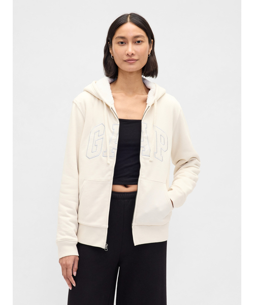 セール】リラックスフィット Gapロゴ 裏ボア ジップアップパーカー