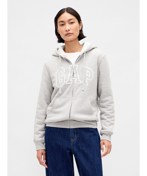 即日発送★新品★GAP 裏ボア パーカー ＸＬ ジップアップパーカー グレー GAP｜(W)リラックス GAPロゴ 裏ボア ジップアップ パーカー | Rakuten