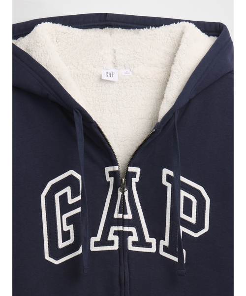 セール】リラックスフィット Gapロゴ 裏ボア ジップアップパーカー