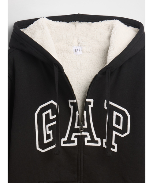 セール】リラックスフィット Gapロゴ 裏ボア ジップアップパーカー
