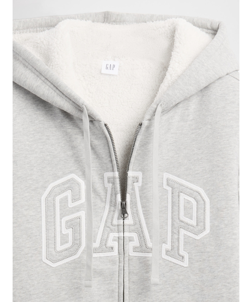 セール】リラックスフィット Gapロゴ 裏ボア ジップアップパーカー