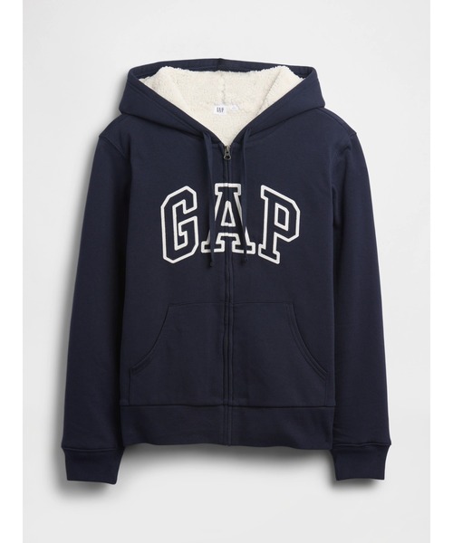 セール】リラックスフィット Gapロゴ 裏ボア ジップアップパーカー