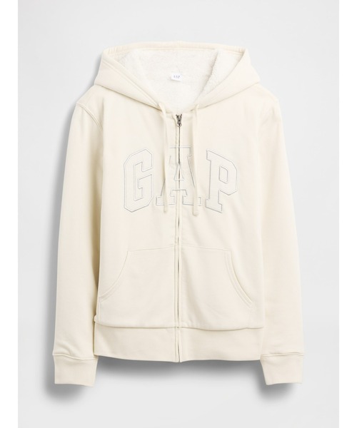 セール】リラックスフィット Gapロゴ 裏ボア ジップアップパーカー