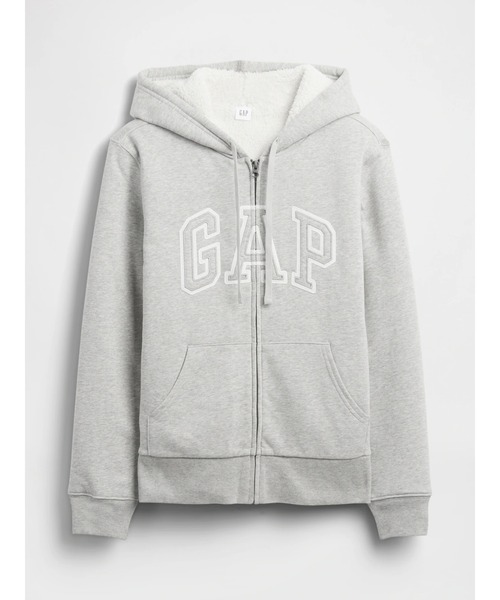 セール】リラックスフィット Gapロゴ 裏ボア ジップアップパーカー